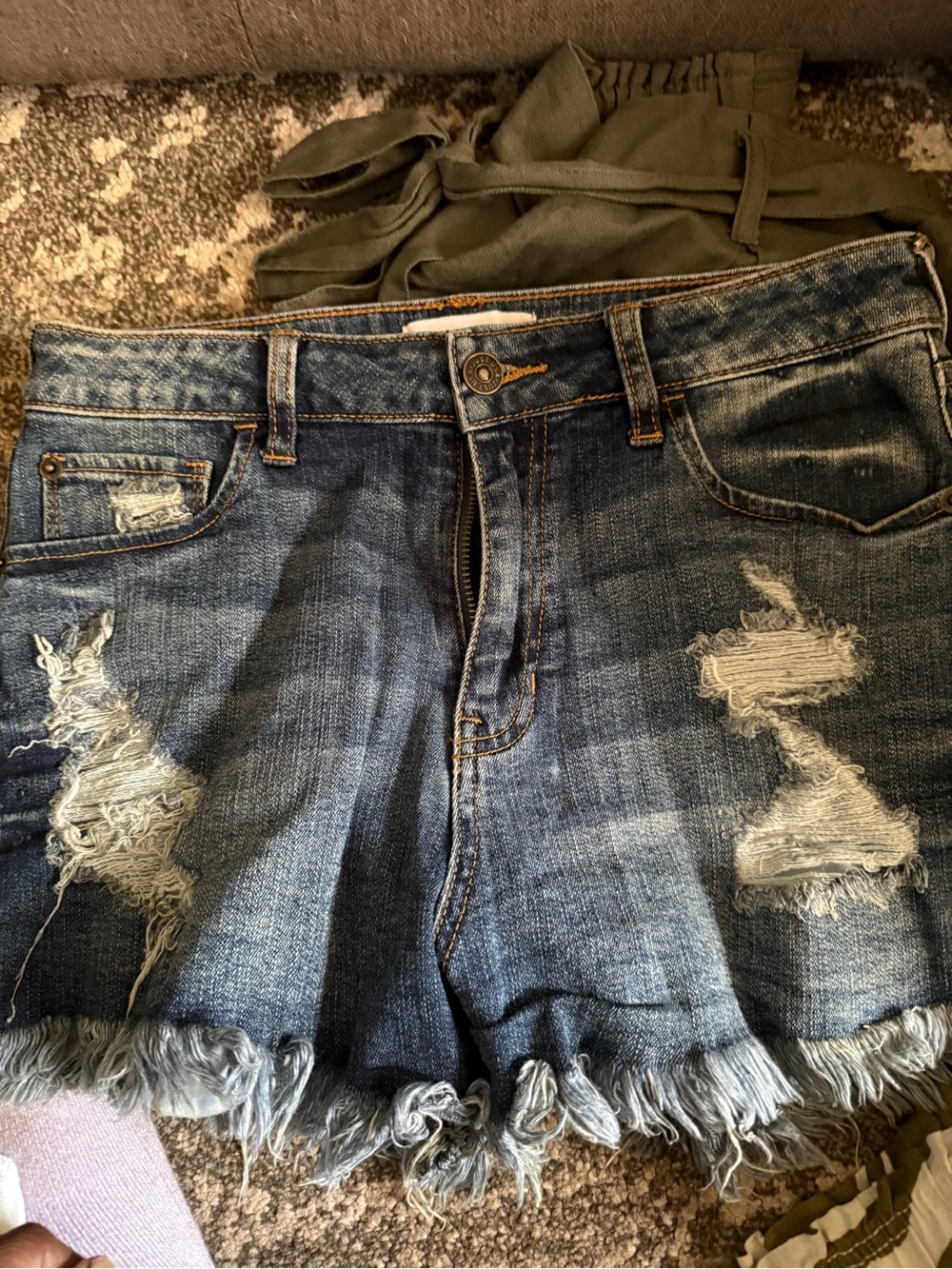 Just USA Distressed Blue Denim Cutoff Shorts